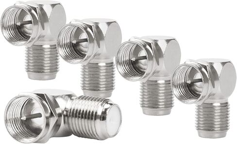 F Type Coax Connector, 5-Pack RG6 Adapter 90 Degree Coaxial Male to Female Cable Connector, L Shape for Wall Mounted TV, Wall Plate, Modem in Kuwait