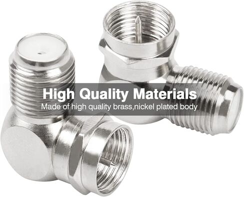 F Type Coax Connector, 5-Pack RG6 Adapter 90 Degree Coaxial Male to Female Cable Connector, L Shape for Wall Mounted TV, Wall Plate, Modem in Kuwait