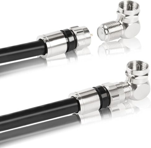 F Type Coax Connector, 5-Pack RG6 Adapter 90 Degree Coaxial Male to Female Cable Connector, L Shape for Wall Mounted TV, Wall Plate, Modem in Kuwait