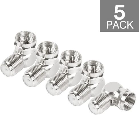 F Type Coax Connector, 5-Pack RG6 Adapter 90 Degree Coaxial Male to Female Cable Connector, L Shape for Wall Mounted TV, Wall Plate, Modem in Kuwait