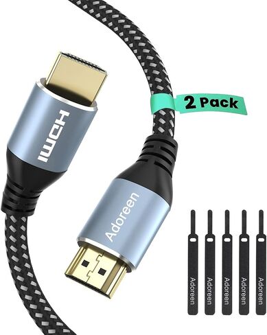 4K HDMI Cable 4 Feet/2 Pack,High Speed 18Gbps Braided HDMI 2.0 Cable Cord,4K@60Hz,2K,1080P,ARC HDR HDCP 3D,Sturdy&Flexible&Untangled&Supreme Texture,Compatible Monitor UHD TV PC PS5 Xbox+5 Ties in Kuwait
