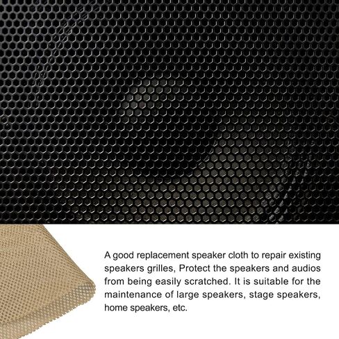 Rebower Speaker Grill Cloth Stereo Mesh Fabric Protective Dustproof Cloth, [for Home Speaker Repair] - 19.7 Inch x 59 Inch/Light Khaki in Saudi Arabia