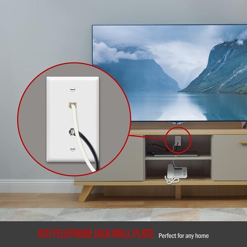 لوحة حائط محورية لشبكة إيثرنت من ENERLITES، لوحة حائط موصل RJ11 وCoax/F-Type لنقل البيانات بسرعة عالية وكابل تلفزيون الأقمار الصناعية، مقبس هاتف 6P4C، 6641-W، أبيض in Kuwait