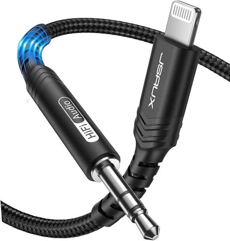 JSAUX AUX Cord for iPhone 3.3Ft [Apple MFi Certified] 3.5mm Aux Cable for Car Compatible with iPhone 14 13 12 11 XS XR X 8 7 6 iPad iPod for Car Home Stereo, Speaker, Headphone-Grey in Saudi Arabia