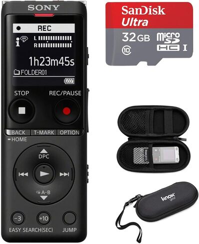 Sony ICD-UX570 Series Digital Voice Recorder (Black) with Built-in USB Bundle with 32GB microSD and Hard Carrying Case in Saudi Arabia