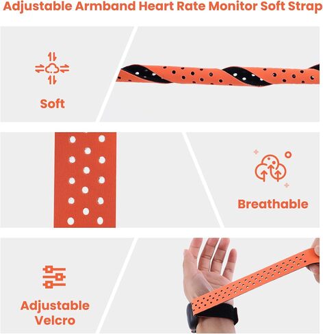 سوار ذراع بديل لمراقبة معدل ضربات القلب: سوار معصم ذراع قابل للتعديل بحزام ناعم 22 مم - حزام ذراع HRM مقاوم للماء متوافق مع جهاز مراقبة معدل ضربات القلب البصري LIVLOV Coospo MOOFIT Polar Wahoo PowrLabs in Kuwait
