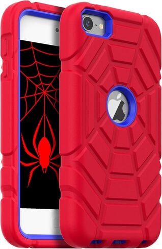 Grifobes for iPod Touch 7th Generation Case, iPod Touch 6th / 5th Generation Case, 3-in-1 Heavy Duty Shockproof Rugged Protective Cover for iPod Touch 7/6/5 Case for Kids Children(Black+Red) in Kuwait