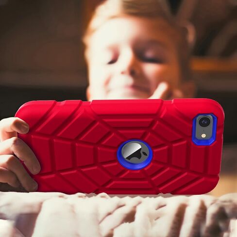 Grifobes for iPod Touch 7th Generation Case, iPod Touch 6th / 5th Generation Case, 3-in-1 Heavy Duty Shockproof Rugged Protective Cover for iPod Touch 7/6/5 Case for Kids Children(Black+Red) in Kuwait