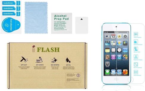 iFlash® 3 Pack of Premium Tempered Glass Screen Protector For Apple iPod Touch 5th/6th Generation - Transparent Crystal Clear / 2.5D Rounded Edges / 9H Hardness / Scratch Proof / Bubble Free / Oleophobic Coating / 0.3mm Thickness (3Pack, Retail Package) in Kuwait