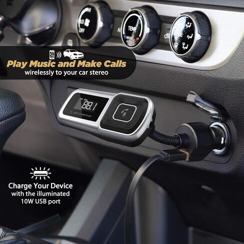 Scosche BTFMPD3SR FM Bluetooth Radio Transmitter for Car, Hands-Free Kit with Dual USB Charging Ports, 12W USB-A + 20W Fast Type-C Car Charger, Wireless Adapter for Calls, Siri and Google Assistant in Kuwait