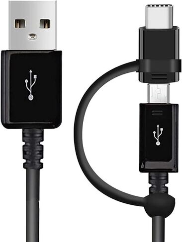 Full 5A USB Data Cable Works for Motorola Edge (2021) with MicroUSB and USB Type-C Adapter for True Dual Fast Quick Charge Speeds! (Black) in Saudi Arabia