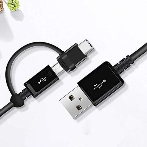 Full 5A USB Data Cable Works for Motorola Edge (2021) with MicroUSB and USB Type-C Adapter for True Dual Fast Quick Charge Speeds! (Black) in Saudi Arabia