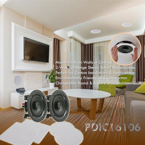 Pyle 10" 2-Way Flush Mount in-Wall Speakers and 8" Enclosed in-Wall Speakers - 300W and 400W Stereo Sound System in Saudi Arabia