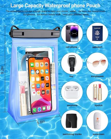 Large Capacity Waterproof Phone Pouch, Floating Dry Bag for iPhone 17 16 13 12 11 Pro Max Galaxy S22 S21 Waterproof Bag Sunscreen Glasses Storage Dry Pouch for Swimming Rafting Boating in Kuwait