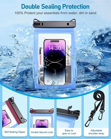 Large Capacity Waterproof Phone Pouch, Floating Dry Bag for iPhone 17 16 13 12 11 Pro Max Galaxy S22 S21 Waterproof Bag Sunscreen Glasses Storage Dry Pouch for Swimming Rafting Boating in Kuwait