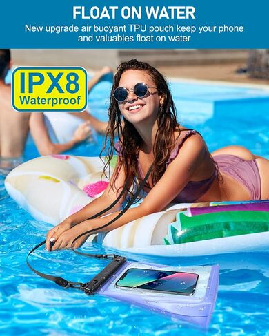 Large Capacity Waterproof Phone Pouch, Floating Dry Bag for iPhone 17 16 13 12 11 Pro Max Galaxy S22 S21 Waterproof Bag Sunscreen Glasses Storage Dry Pouch for Swimming Rafting Boating in Kuwait