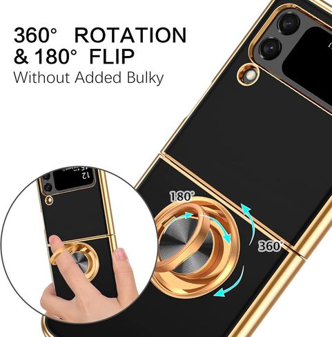 BENTOBEN Galaxy Z Flip4 Case, Phone Case Samsung Z Flip 4, Slim Thin Luxury Kickstand Ring Holder Shockproof Protetive Rubber Bumper Drop Protection Girls Women Boys Men Z Flip4 5G Cover, Grey/Gold in Saudi Arabia