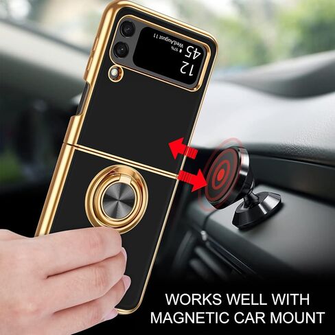 BENTOBEN Galaxy Z Flip4 Case, Phone Case Samsung Z Flip 4, Slim Thin Luxury Kickstand Ring Holder Shockproof Protetive Rubber Bumper Drop Protection Girls Women Boys Men Z Flip4 5G Cover, Grey/Gold in Saudi Arabia