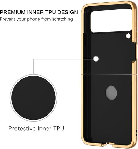 BENTOBEN Galaxy Z Flip4 Case, Phone Case Samsung Z Flip 4, Slim Thin Luxury Kickstand Ring Holder Shockproof Protetive Rubber Bumper Drop Protection Girls Women Boys Men Z Flip4 5G Cover, Grey/Gold in Saudi Arabia