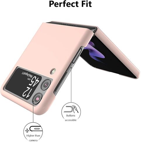 Cresee Case for Samsung Galaxy Z Flip 3 5G 2021, Slim Fit Matte PC Cover Phone Case for Galaxy Z Flip3 - Black in Kuwait
