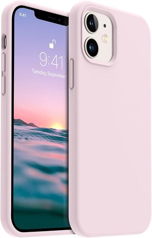 AOTESIER متوافق مع حافظة هاتف iPhone 12 وحافظة iPhone 12 Pro مقاس 6.1 بوصة، حافظة مرنة من مطاط السيليكون السائل الناعم الفاخر مضادة لبصمات الأصابع ومضادة لبصمات الأصابع (وردي الطباشير) in Kuwait