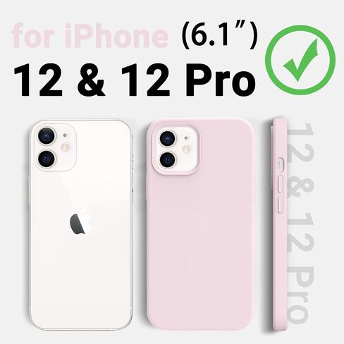 AOTESIER متوافق مع حافظة هاتف iPhone 12 وحافظة iPhone 12 Pro مقاس 6.1 بوصة، حافظة مرنة من مطاط السيليكون السائل الناعم الفاخر مضادة لبصمات الأصابع ومضادة لبصمات الأصابع (وردي الطباشير) in Kuwait
