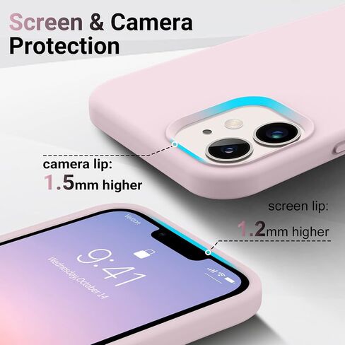 AOTESIER متوافق مع حافظة هاتف iPhone 12 وحافظة iPhone 12 Pro مقاس 6.1 بوصة، حافظة مرنة من مطاط السيليكون السائل الناعم الفاخر مضادة لبصمات الأصابع ومضادة لبصمات الأصابع (وردي الطباشير) in Kuwait