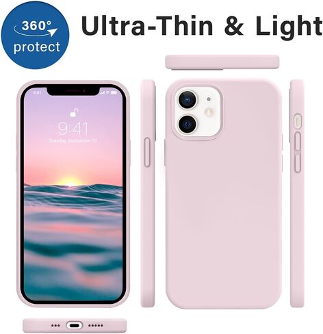 AOTESIER متوافق مع حافظة هاتف iPhone 12 وحافظة iPhone 12 Pro مقاس 6.1 بوصة، حافظة مرنة من مطاط السيليكون السائل الناعم الفاخر مضادة لبصمات الأصابع ومضادة لبصمات الأصابع (وردي الطباشير) in Kuwait