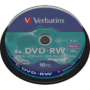 Verbatim DVD-RW 4.7Gb 4X Spindle 10 No 43552 verbatim dvdrw 4.7 gb DVD in Saudi Arabia