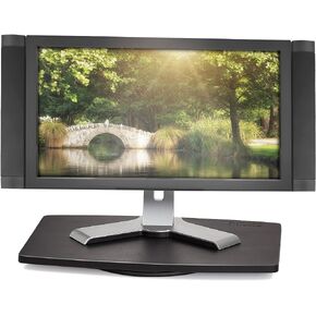 حامل دوار للتلفزيون من الخيزران الطبيعي من Prosumer's Choice لتلفزيون LED/LCD والشاشات وأجهزة الاستريو وسطح قاعدة 21 بوصة | محامل الكرات الفولاذية | دوران 360 درجة - أسود