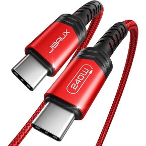 كابل JSAUX USB C إلى USB C بطول 10 أقدام، 240 واط من النوع C إلى النوع C شاحن USB-C سلك شحن سريع متوافق مع MacBook Pro/Air، iPad Pro، iPad Air 5/4، iPad Mini 6، Dell XPS، Samsung S23/S22/ S21، بكسل - رمادي in Kuwait