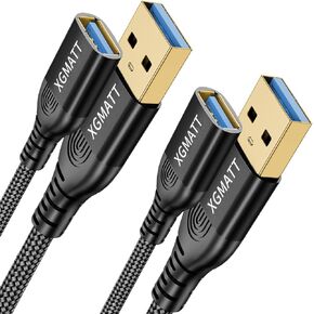 XGMATT USB Extension Cable (6.6FT-2pack),USB 3.0 Extension Cable USB Type A Male to Female 5Gbps Data Sync Compatible with Printer, Scanner, Keyboard, Oculus Rift,PS VR,Card Reader,Camera,Blue