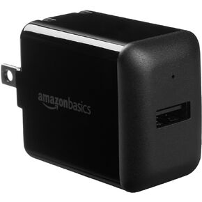 Amazon Basics 12W One Port USB-A Wall Charger (2.4A) for Phones (iPhone 15/14/13/12/11/X, Samsung, and more), Pack of 2, Black