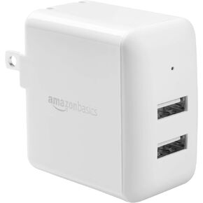 أمازون بيسكس ،12 واط ،منفذ واحد USB-A ،شاحن حائط (2.4 أمبير) ،محمول ،متوافق مع هواتف (آيفون 16/15/14/13/12/11/X وسامسونج والمزيد) ،قطعتان ، أبيض in Kuwait