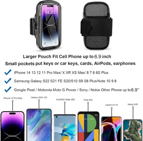 حامل شارة هاتف للركض 3 جيوب لهاتف iPhone 14 Plus 13 12 11 Pro Max XS XR X 8 7 Galaxy S23 حقيبة بطاقة مفاتيح، أربطة ذراع رياضية للهاتف الخلوي مقاومة للماء لممارسة المشي والتمارين الرياضية في صالة الألعاب الرياضية in Kuwait