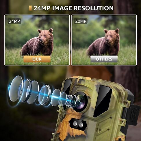 SPOYR 2 Pack Mini Trail Camera، 24MP 2.7K مع 32GB TF بطاقة لعبة الكاميرا 120 درجة زاوية واسعة كاميرا الصيد 2 بوصة LCD لا توهج للرؤية الليلية الحركة المنشط مقاوم للماء لمراقبة الحياة البرية في الهواء الطلق in Kuwait