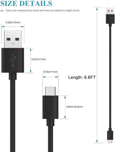 كابل شحن USB C بطول 6 أقدام متوافق مع Echo Buds 2، TOZO T12/T12 Pro/NC9، Raycon E25 Pro/E55، EarFun Air Pro سماعات أذن لاسلكية سلك محول الطاقة (منفذ USB-C) والمزيد in Kuwait