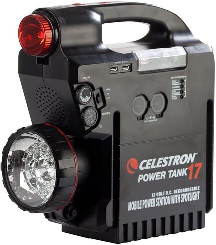 Celestron – PowerTank 17 Telescope Battery – Rechargeable Portable 12V Power Supply for Computerized Telescopes – 204 Wh Power – Built–in AM/FM Radio, Siren, 2 USB Ports, Cigarette Lighter Adapter in Saudi Arabia
