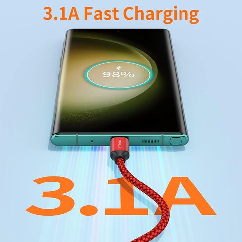 USB Type C Cable,USB A to USB C 3A Fast Charging (3.3ft 2-Pack) Braided Charge Cord Compatible with Samsung Galaxy S10 S9 S8 Plus,Note 9 8,A11 A20 A51,LG G6 G7 V30 V35,Moto Z2 Z3,USB C Charger (Grey) in Saudi Arabia