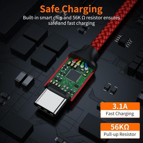 USB Type C Cable,USB A to USB C 3A Fast Charging (3.3ft 2-Pack) Braided Charge Cord Compatible with Samsung Galaxy S10 S9 S8 Plus,Note 9 8,A11 A20 A51,LG G6 G7 V30 V35,Moto Z2 Z3,USB C Charger (Grey) in Saudi Arabia