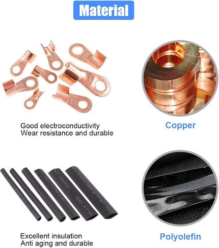 Glarks 300Pcs Open Barrel Wire Crimp Copper Ring Lugs Wire Crimp Terminal Connectors OT 5A 10A 20A 30A 40A 50A 60A 100A with Heat Shrink Tubing Assortment Kit for Auto Car Battery Cable Connector in Saudi Arabia