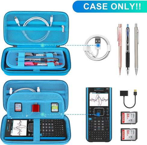 BOVKE Calculator Case for Texas Instruments TI-Nspire CX II CAS/CX II/CX CAS/CX Color Graphing Calculator and More - Extra Mesh Pocket for USB Cables and Other Accessories, Black in Kuwait