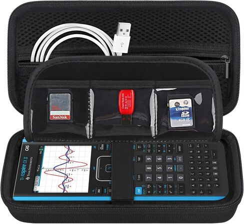 BOVKE Calculator Case for Texas Instruments TI-Nspire CX II CAS/CX II/CX CAS/CX Color Graphing Calculator and More - Extra Mesh Pocket for USB Cables and Other Accessories, Black in Kuwait
