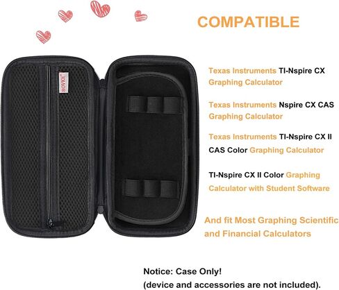 BOVKE Calculator Case for Texas Instruments TI-Nspire CX II CAS/CX II/CX CAS/CX Color Graphing Calculator and More - Extra Mesh Pocket for USB Cables and Other Accessories, Black in Kuwait