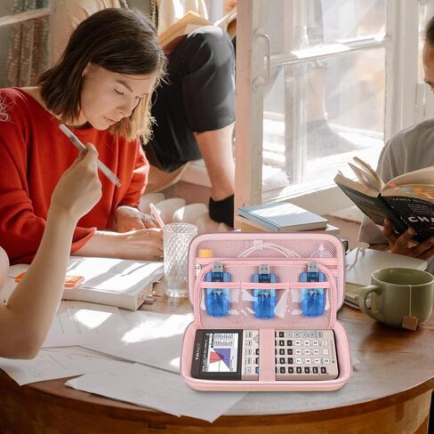 حقيبة سفر صلبة من Supmay لجهاز Texas Instruments TI-84 Plus CE/TI-84 Plus/TI-83 Plus CE، آلة حاسبة للرسوم البيانية الملونة، حامل تخزين مع جيوب شبكية لكابل الشاحن، دليل المستخدم والمزيد، ذهبي وردي in Kuwait