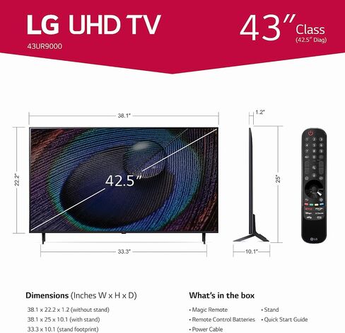 LG 50-Inch Class UR9000 Series Alexa Built-in AI-Powered 4K Smart TV (3840 x 2160),Bluetooth, Wi-Fi, USB, Ethernet, HDMI 60Hz Refresh Rate, 2023 in Saudi Arabia