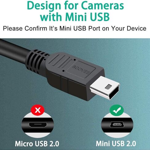 SCOVEE Camera USB Cable Cord for Canon Rebel/PowerShot/EOS/DSLR/ELPH Digital Cameras,Transfer Wire Data Cable for Canon Rebel Camcorder,Vixia PC Computer Interface Replacement Mini B USB (3ft) in Kuwait