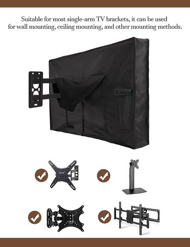 iBirdie Outdoor TV Cover 40 to 43 inch Waterproof and Weatherproof, Black | with Zipper, 39.5"W x 25"H Cover Size, 600D Thick Fabric Protector, for Outside Flat Screen TV in Kuwait