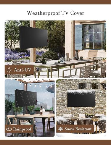 iBirdie Outdoor TV Cover 40 to 43 inch Waterproof and Weatherproof, Black | with Zipper, 39.5"W x 25"H Cover Size, 600D Thick Fabric Protector, for Outside Flat Screen TV in Kuwait