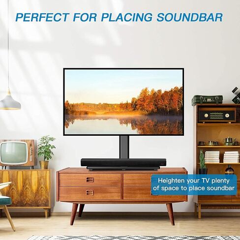 Swivel Universal TV Stand Mount for 37-75 Inch LCD OLED Flat/Curved Screen TVs up to 99lbs-Height Adjustable Table Top TV Stand/Base with Tempered Glass Base & Wire Management, VESA 600x400mm-PSTVS21 in Saudi Arabia